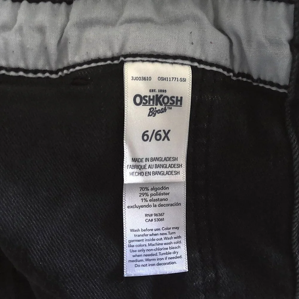 OshKosh B'gosh Girl's Black Denim Overall Dress EUC Sz 6 / 6X